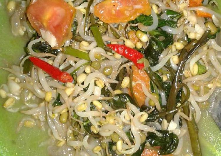 resep makanan Tumis 3K (kangkung + kemangi + kecambah)