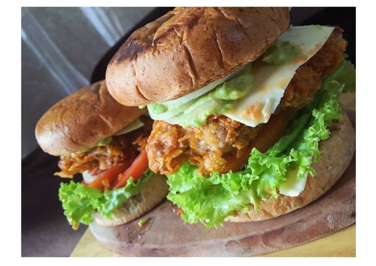 Resep Burger chicken cornflakes Oleh Kartika Dwi Utami