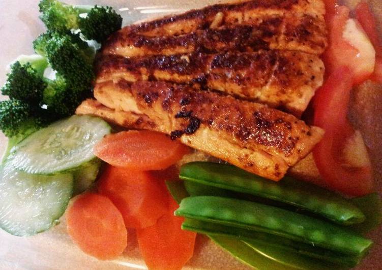 gambar untuk resep makanan Salmon Teriyaki Grill