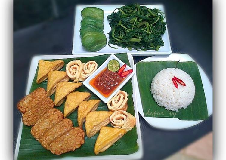 resep LALAPAN SAMBEL terasi #versi 2 + Tempe goreng bumbu kunyit