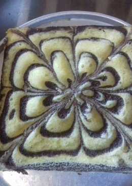 Kue Bolu kukus ketan hitam n putih motif bunga