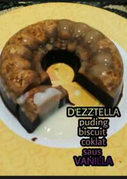 Puding biskuit coklat saus vanila