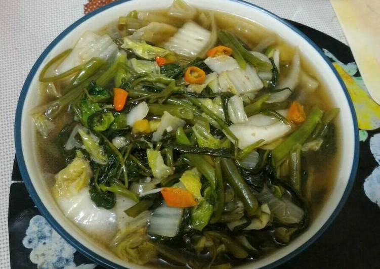 resep masakan Cah kangkung sawi putih saos tiram pedas manis