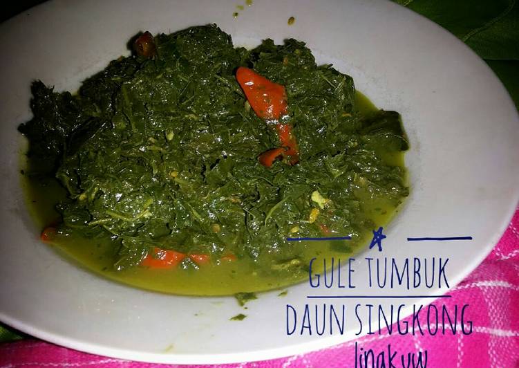 resep Gule Tumbuk Daun Singkong