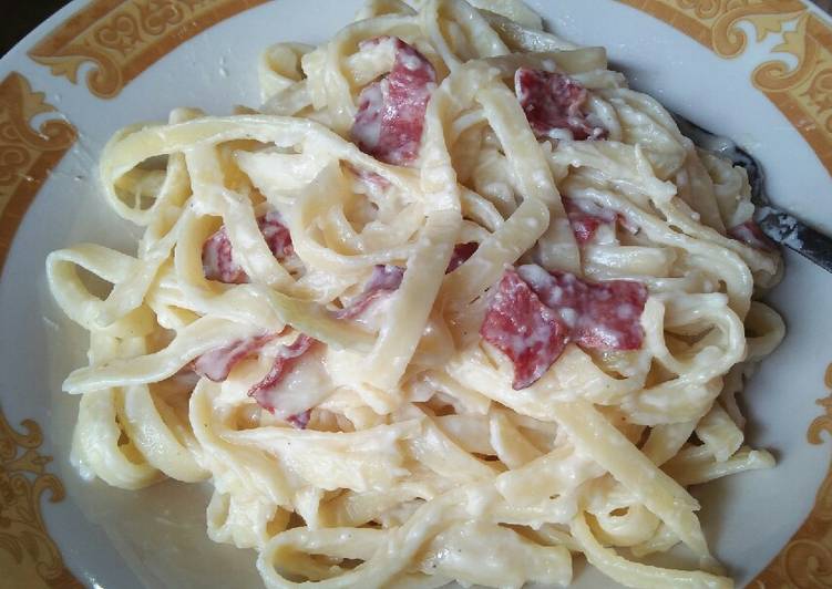  Resep Fettuccine Carbonara Ala Menu Pizza Hut oleh Merry 