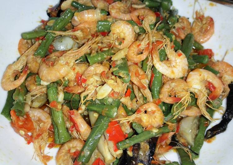 cara membuat Tauco Udang campur kacang panjang dan Terong Bulat