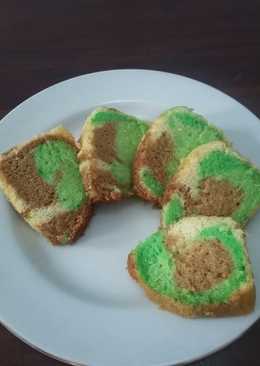 Bolu marmer 3 warna baking pan putih telur
