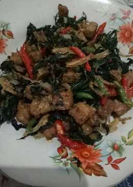 Tumis teri,tempe dan daun pepaya jepang (ga pait) ðŸ˜„