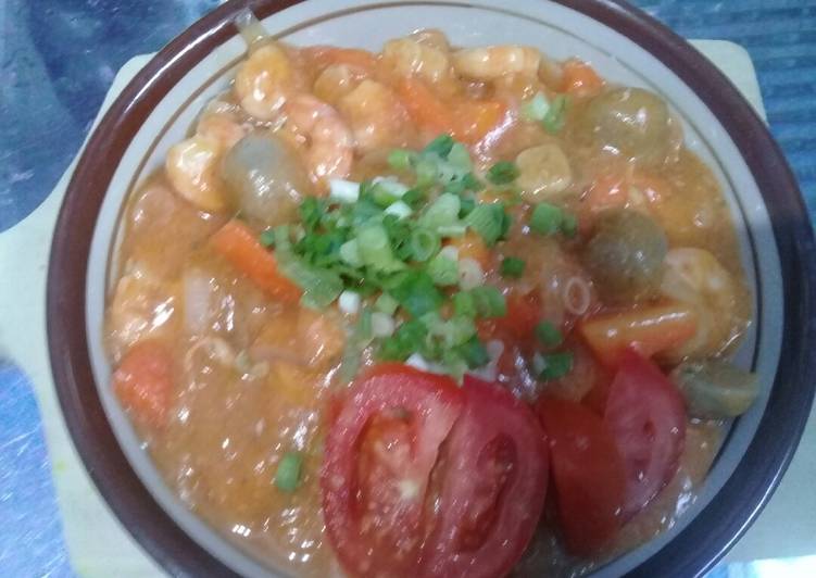 resep lengkap untuk Udang baso wortel asam manis kuah kental