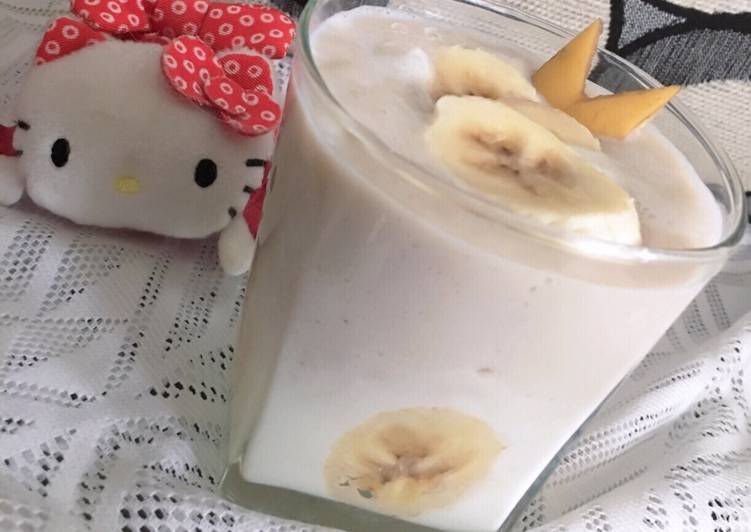 bahan dan cara membuat Sarapan Diet Pemalas: Gradient milky banana juice