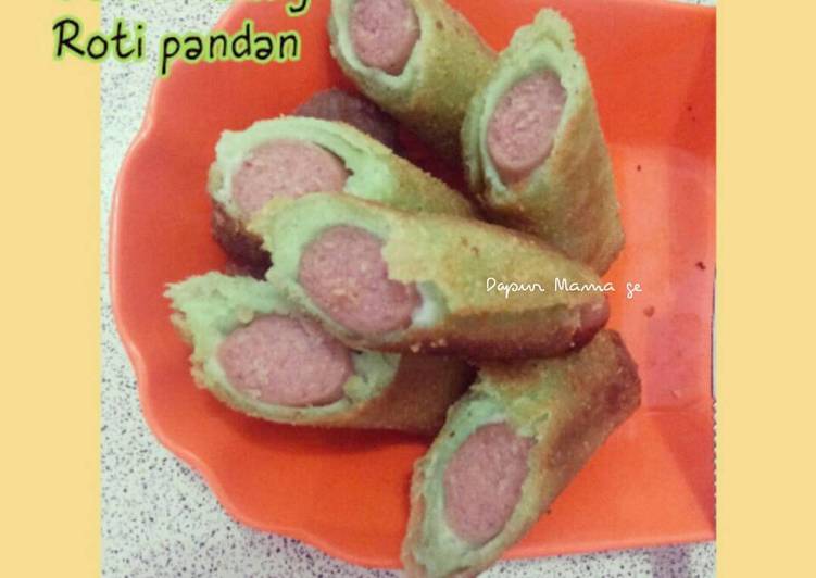 Sosis gulung roti tawar pandan