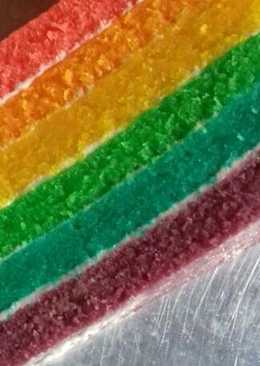 Rainbow cake kukus super lembut