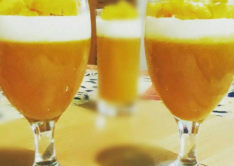 bahan dan cara membuat Puding mango thai