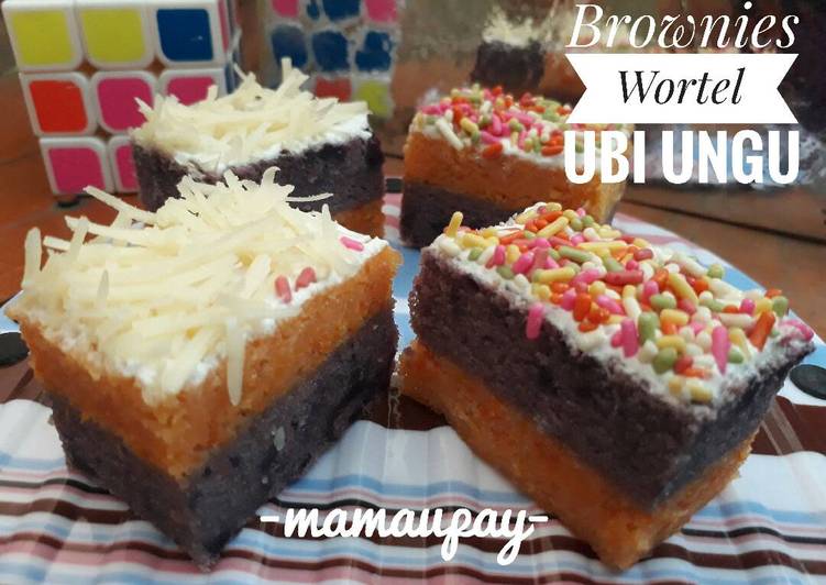 bahan dan cara membuat Brownies Kukus Wortel-Ubi Ungu