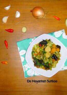 Tumis Sayuran Campur Bakso Jamur Kuping