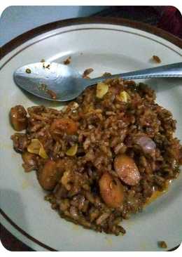 Nasi merah goreng pedas (dengan bahan seadanya)