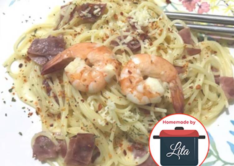 resep Spaghetti Carbonara creamy mudah enak #homemadebylita