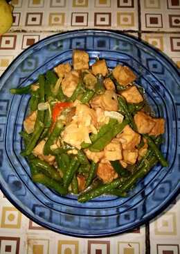 Tumis tempe kacang panjang saus tiram