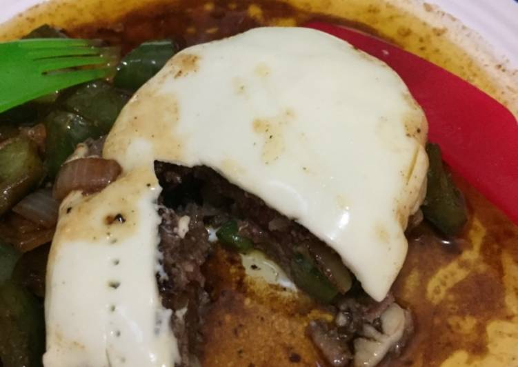 resep makanan Steak Daging Cincang Saus Lada Hitam