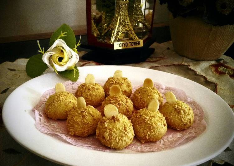 resep lengkap untuk Kue Kacang Isi Cokelat Kacang