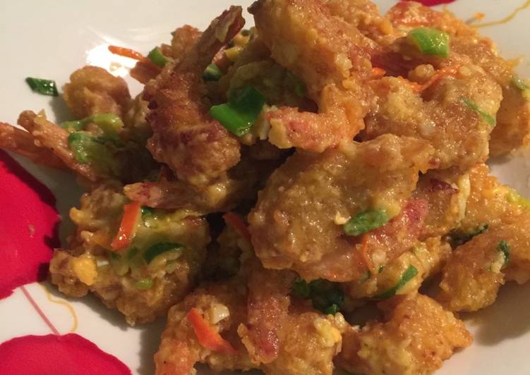 resep lengkap untuk Udang tepung saos telur asin