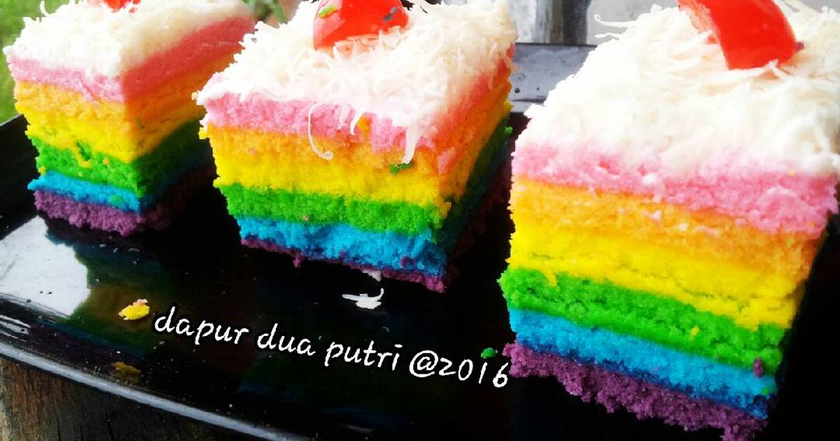 Resep Rainbow Cake Ekonomis (2 telur)