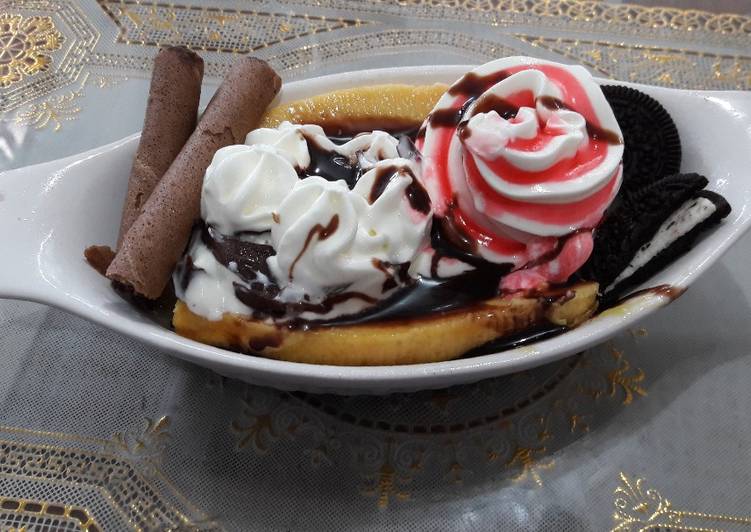 bahan dan cara membuat Banana split sehat lezatos#indonesia memasak????