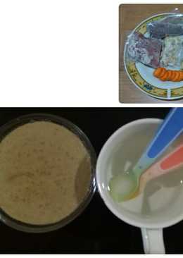 Mpasi 6m+ (bubur tepung beras merah mix daging sapi, wortel, jamur kancing dan terong unggu)