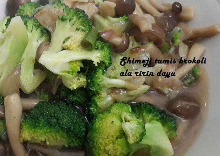 resep lengkap untuk Shimeji tumis brokoli