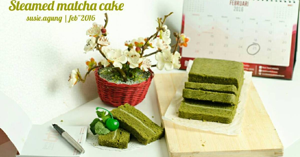 Resep Steamed matcha cake