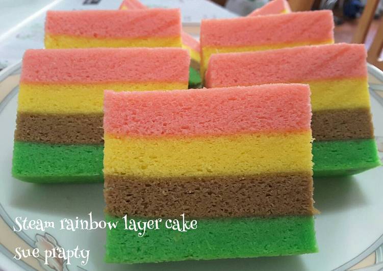 resep makanan Bolu Kukus Pelangi