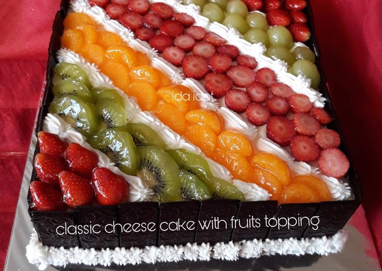 resep masakan Classic cheese cake topping buah