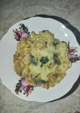 Omelet bayam jamur simple