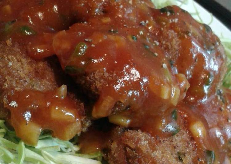 resep masakan TOFU & BEEF NUGGET WITH SWEET & SOUR SAUCE