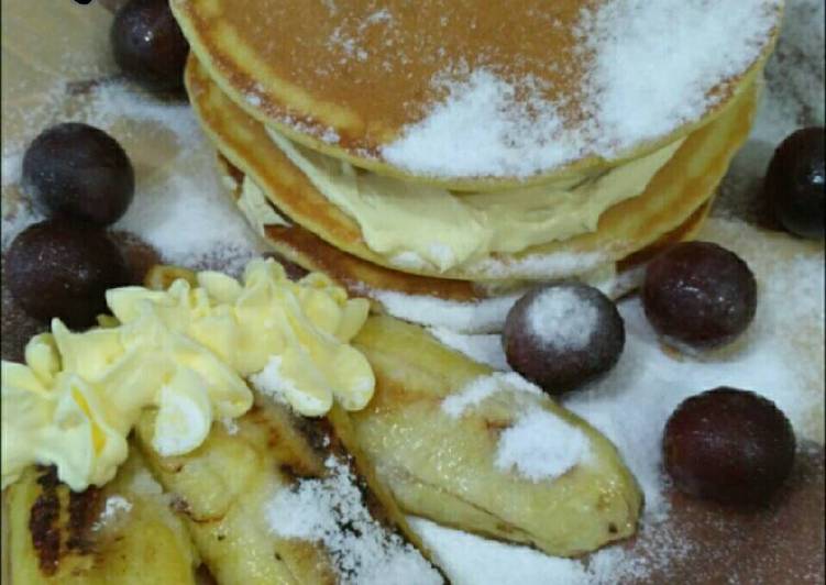 resep lengkap untuk Fruity pancake with butter