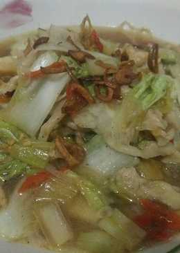 Tumis jamur sawi pedas