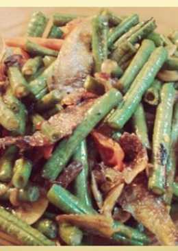 Tumis Kacang panjang ikan asin enak