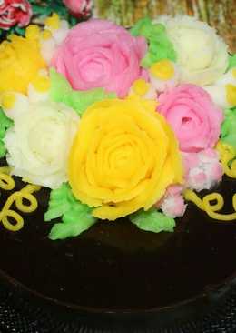 Jelly brownis cake (jelly flower)