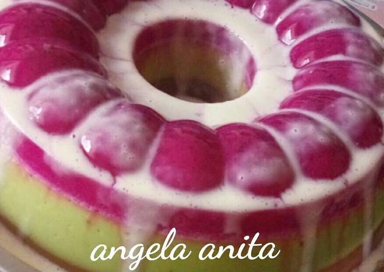 Resep Puding lapis buah naga+alpukat+coklat Oleh Angela Anita