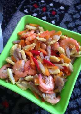 Cah Udang Baso Jagung Manis Saus Mentega