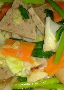 Tumis sawi dan bakso