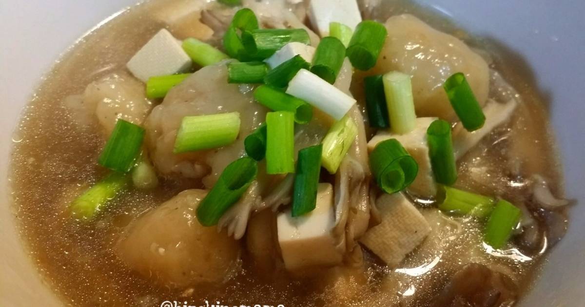 Resep Sup jamur isi cilok ayam ala Nibras Alfian @Hirokinomama_