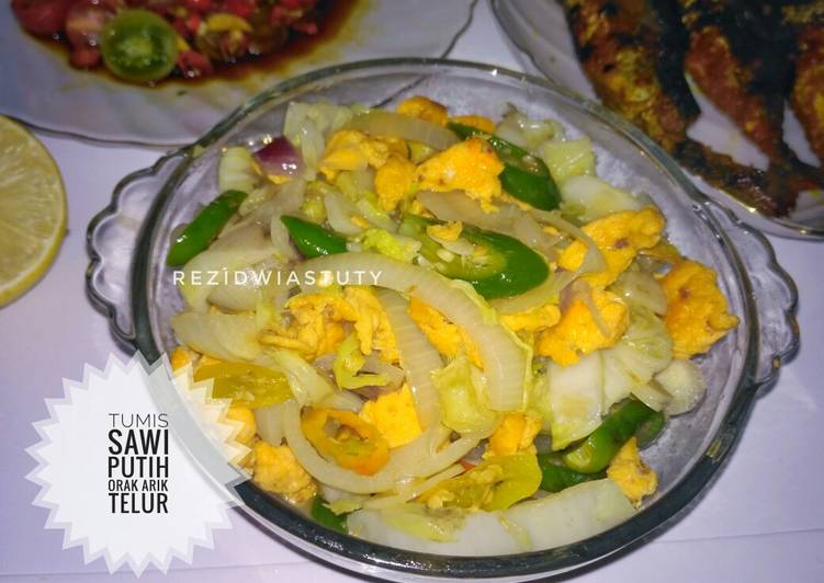 cara membuat Tumis Sawi Putih Orak Arik Telur