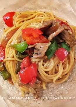Beef blackpepper spaghetti