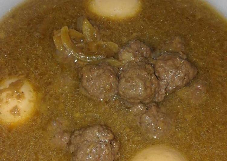 resep masakan Semur bola2 daging giling telor