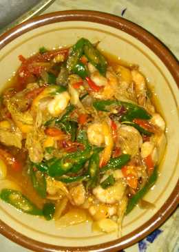 Tumis udang cabai hijau