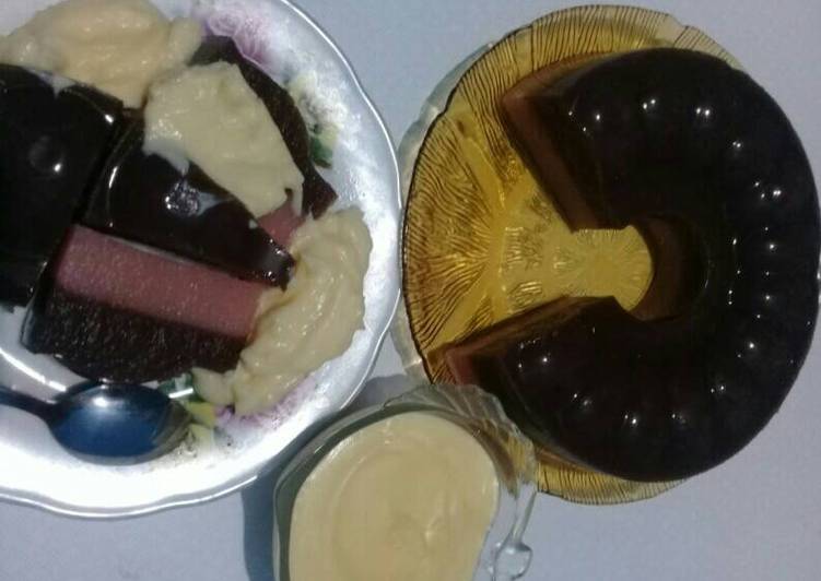 resep masakan Puding (coklat & jambu biji) with vla