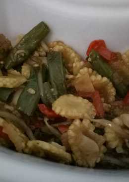 Tumis utren, kacang panjang dan toge