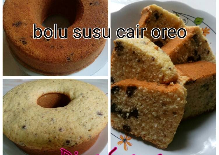 resep masakan Bolu susu cair oreo 2 telur aja tinggi bgt kyk pakai 5 telur