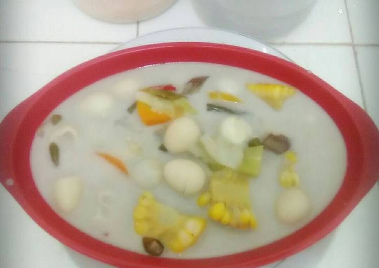 bahan dan cara membuat Sayur lodeh telor puyuh..(tanpa minyak.goreng)